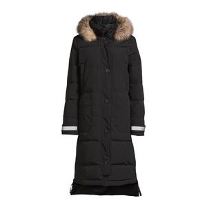 New Women's Ultra Long Puffer Jacket Coat w/ Warm Faux Fur Hood, Black XL 16-18